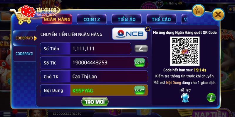 Các hình thức nạp tiền tài xỉu tại cổng game RIKVIP